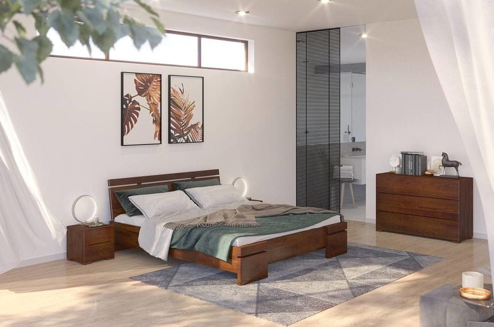 eoshop Drevená posteľ SPARTA Maxi & Long, dlhšia 20cm, borovica (Rozmer: 120x220 cm, Farba: Orech)
